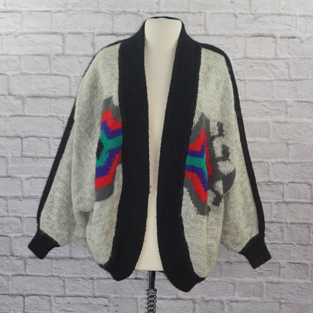 Vintage 80s Mohair Wool Oversized Sweater Coat